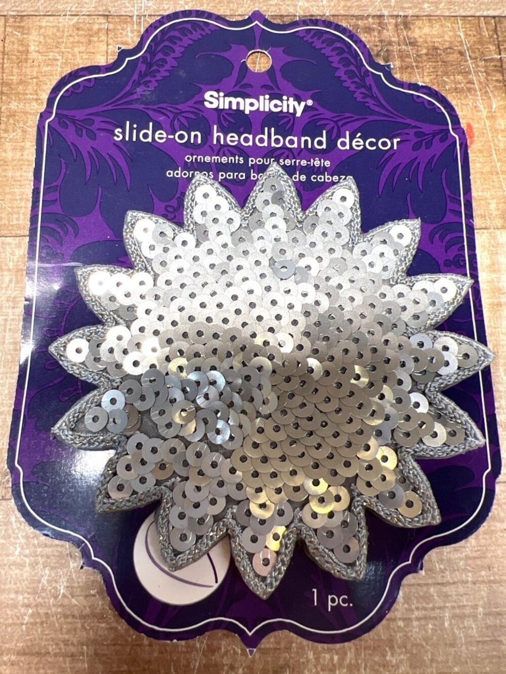 Simplicity Slide-On Headband Décor With Silver Sequins 1 Pc